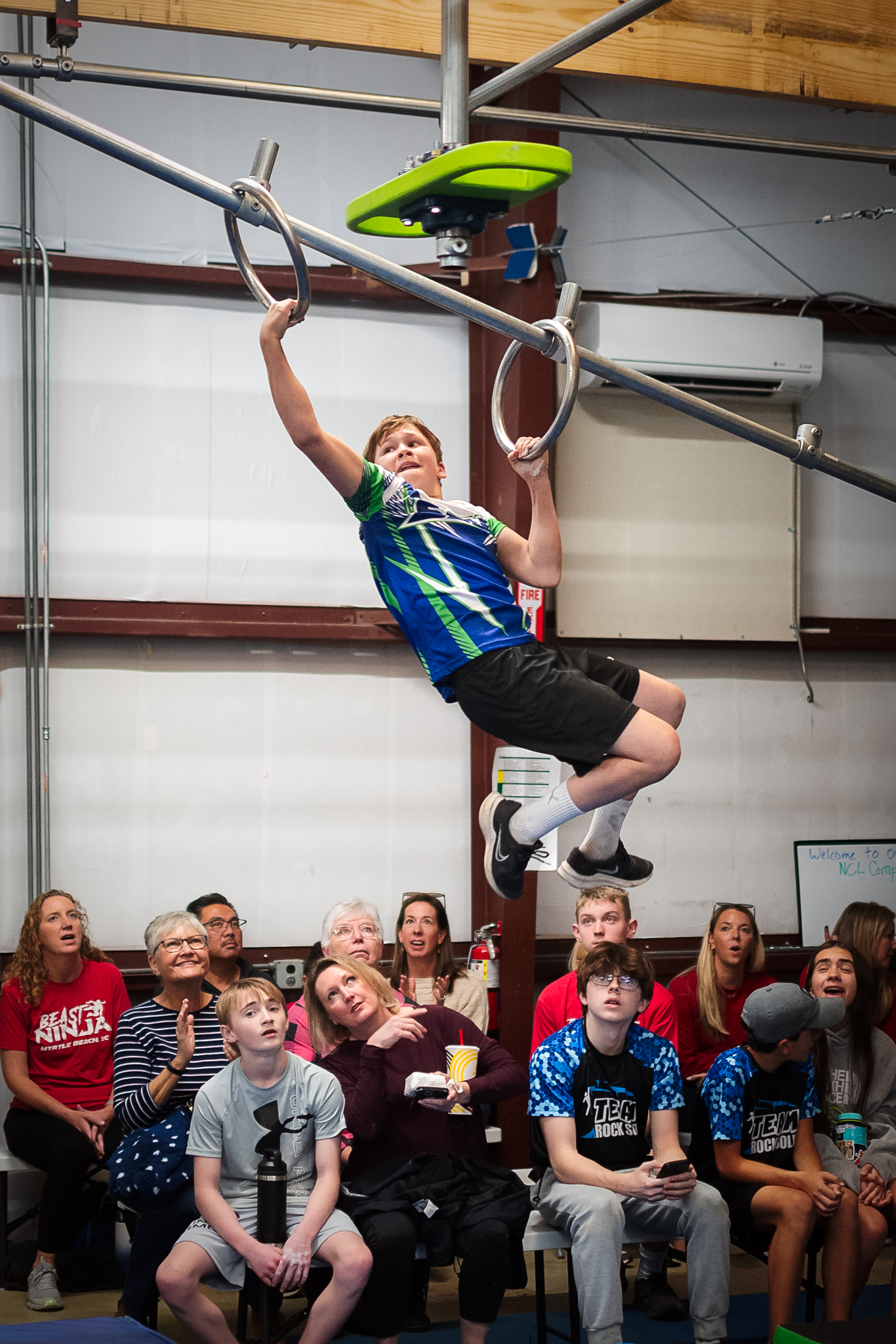 Sumter Ninja Warriors athlete training on the obstacle course at Miss Libby's