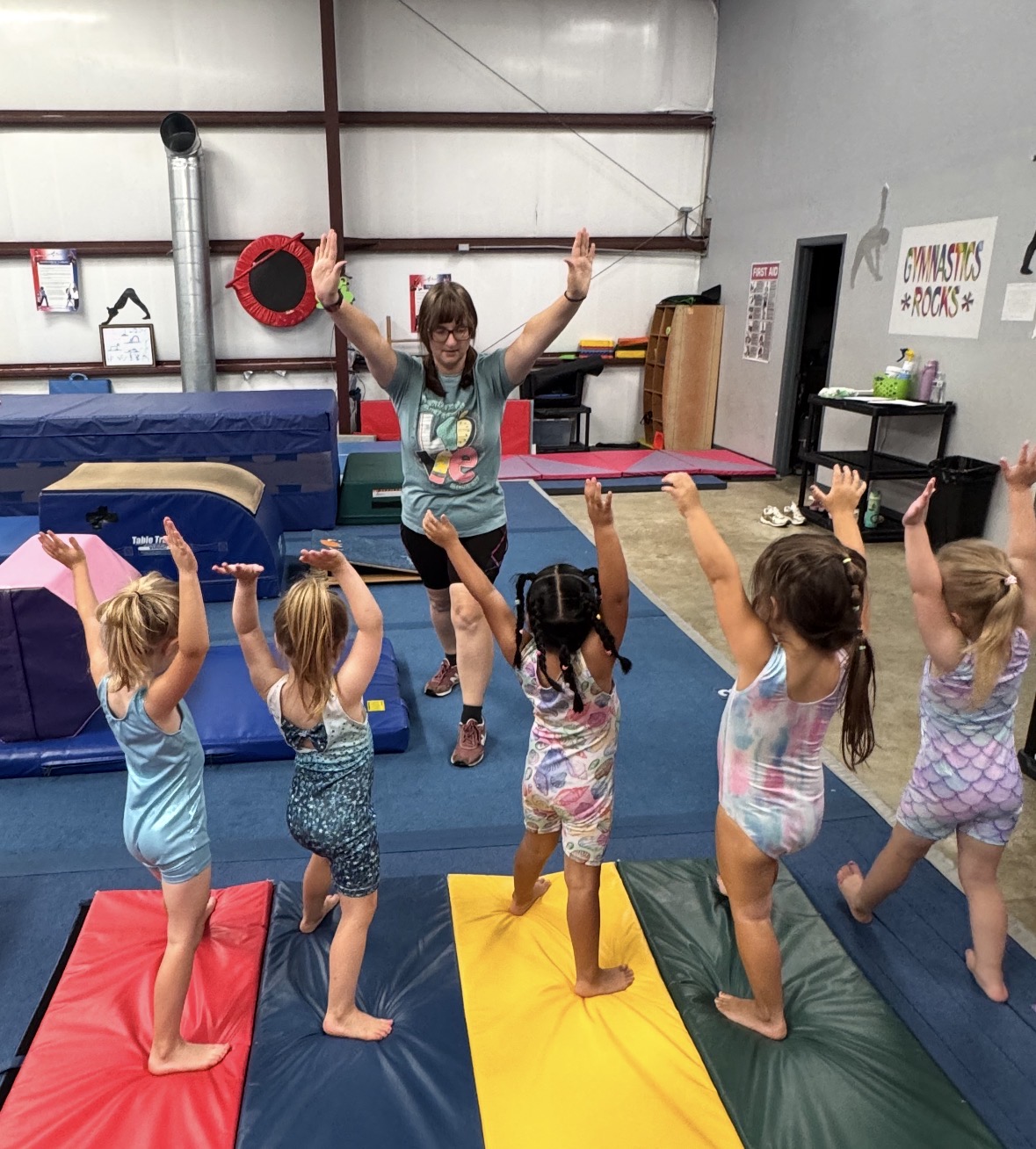 Young gymnasts training at Miss Libby's Gymnastics Center