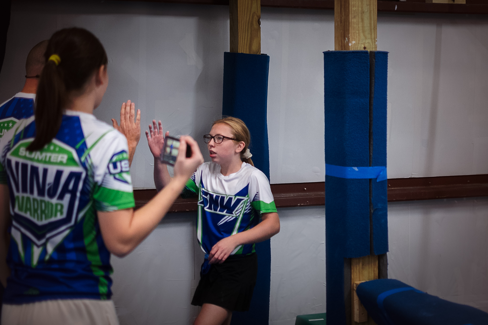 Sumter Ninja Warriors athlete training on the obstacle course at Miss Libby's