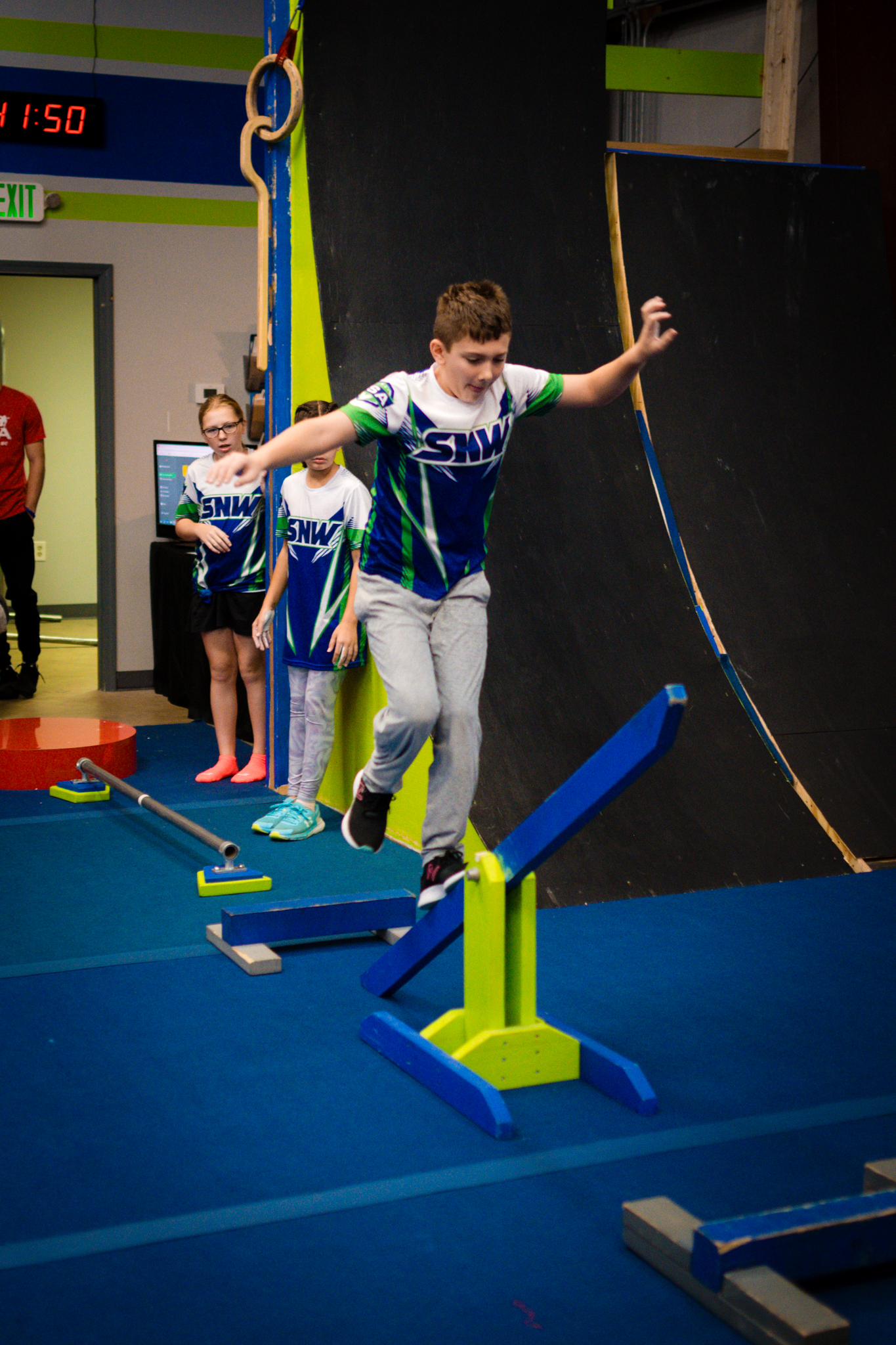 Sumter Ninja Warriors athlete training on the obstacle course at Miss Libby's