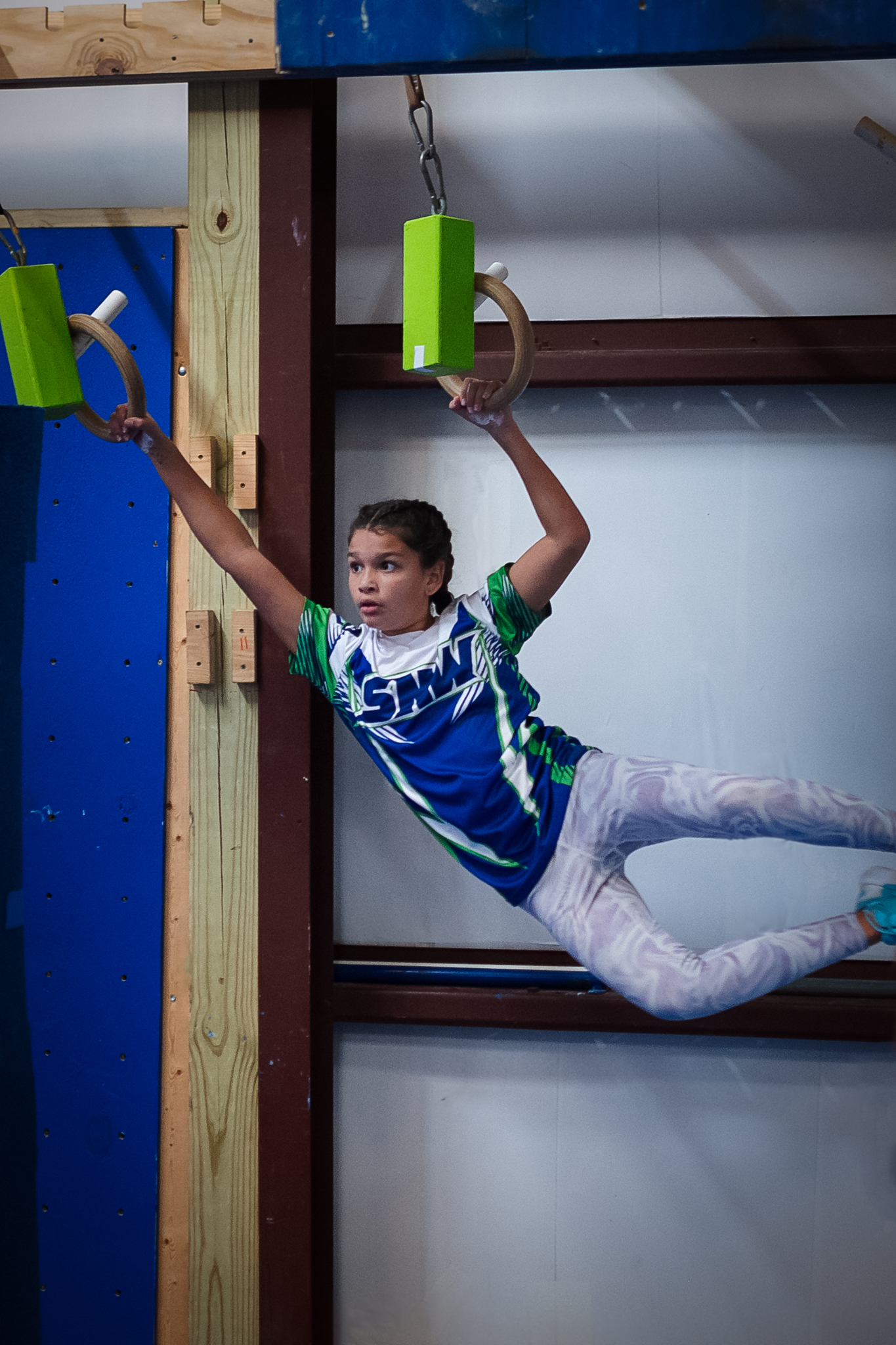Sumter Ninja Warriors athlete training on the obstacle course at Miss Libby's