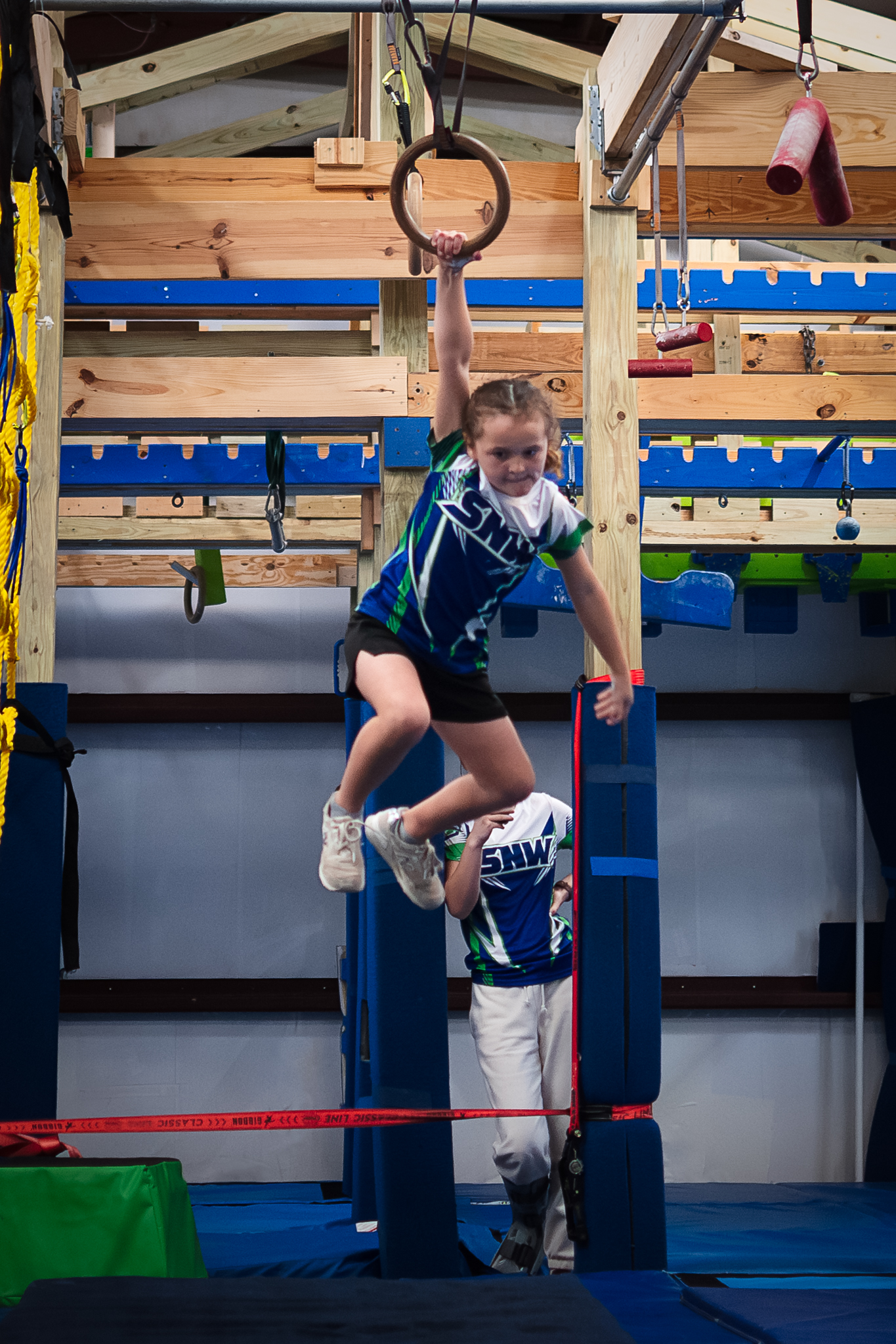 Sumter Ninja Warriors athlete training on the obstacle course at Miss Libby's