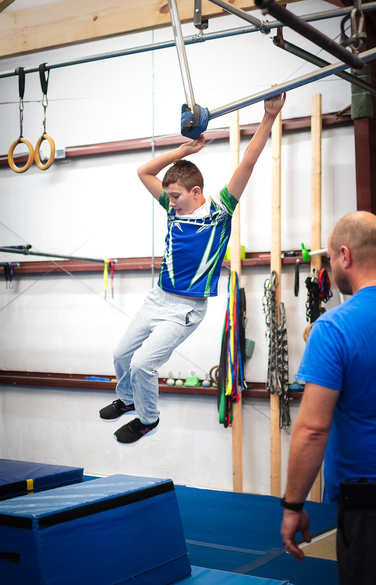 Sumter Ninja Warriors athlete training on the obstacle course at Miss Libby's